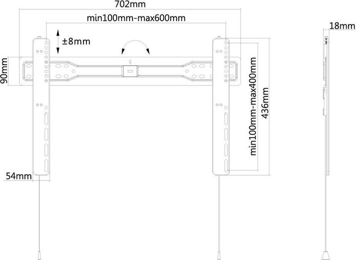 Actual product image Neomounts LED-W600BLACK (Wall, 52", 25 kg)