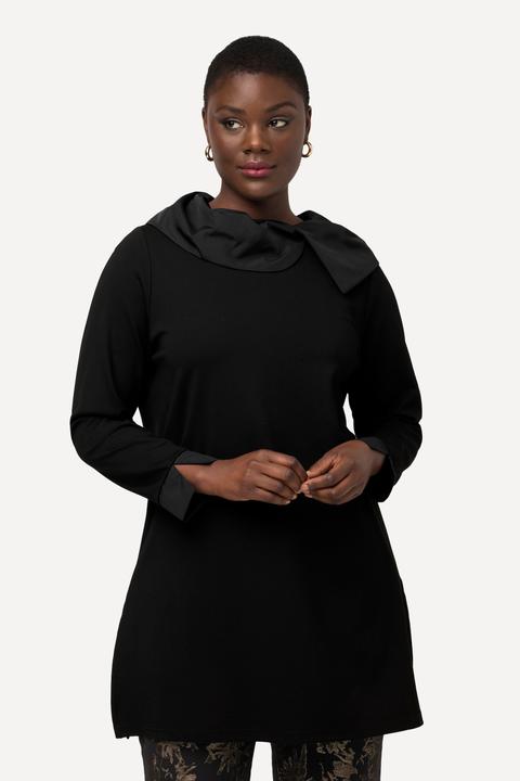 Image du produit Ulla Popken Sweat-shirt à manches longues en jersey point de Rome, col en taffetas (50, 52)