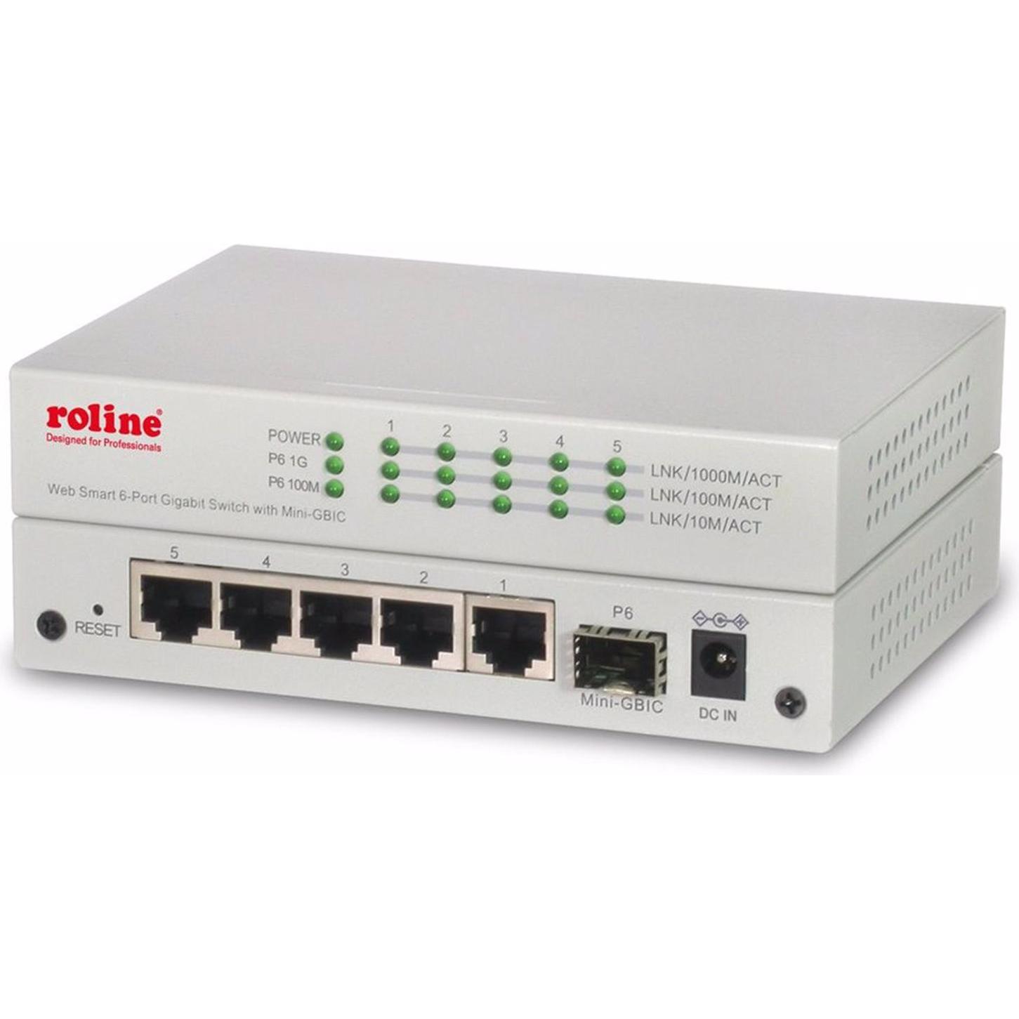 Roline Gigabit Switch (6 Ports), Netzwerk Switch, Grau