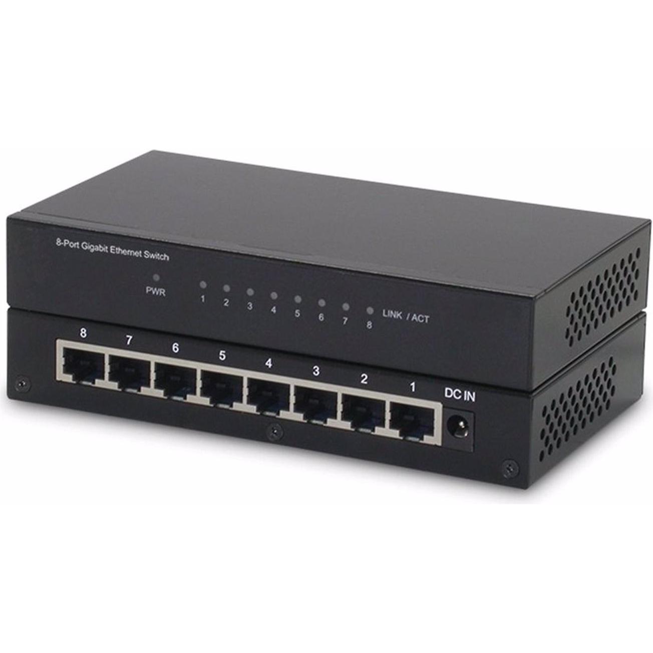 Roline Gigabit Ethernet Switch (8 Ports), Netzwerk Switch, Schwarz