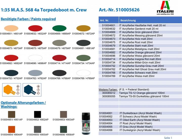 Actual product image 1:35 M.A.S. 568 4a Torpedo Boat w. Crew