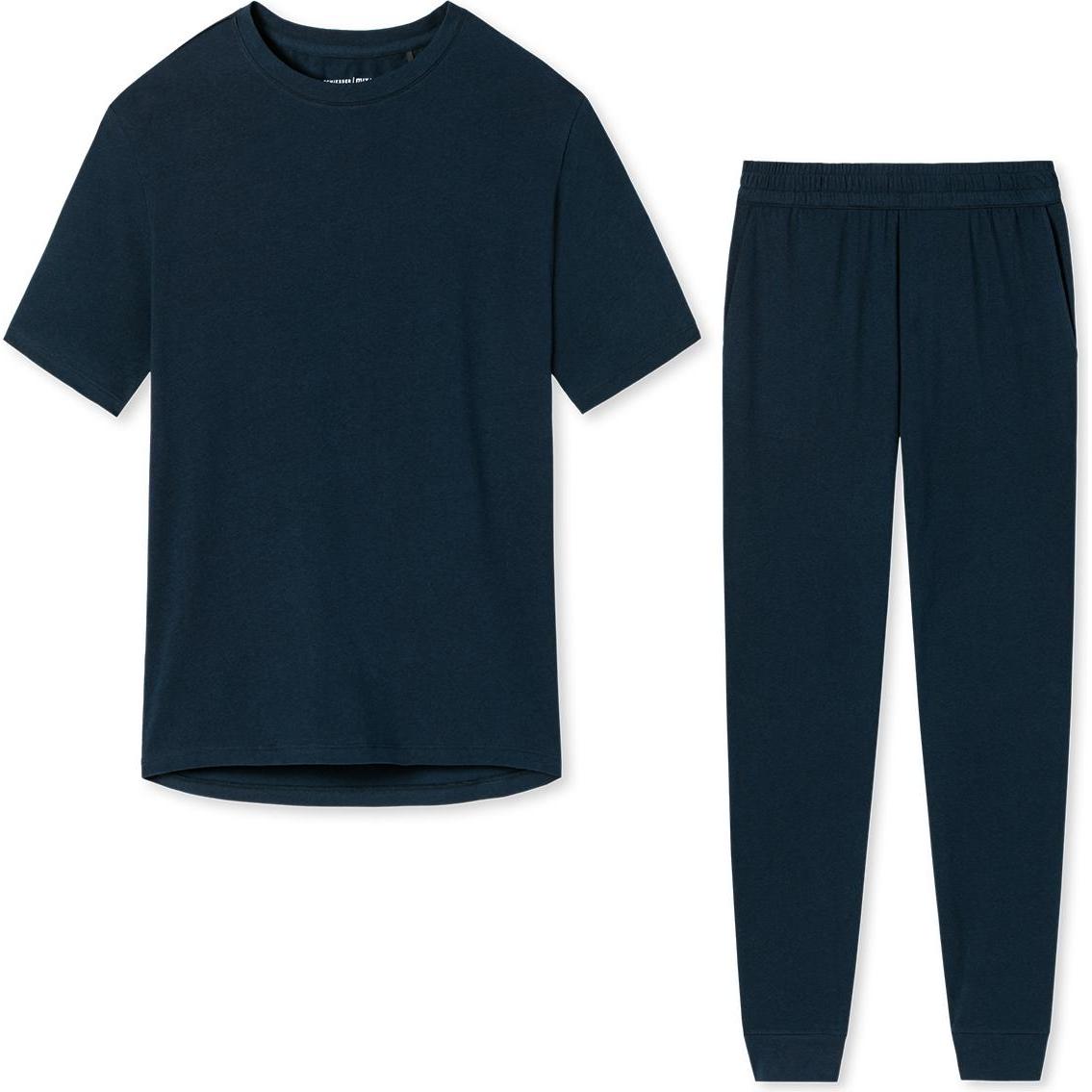Schiesser, Damen, Pyjama, Organic Cotton Schlafanzug, Blau, (44)