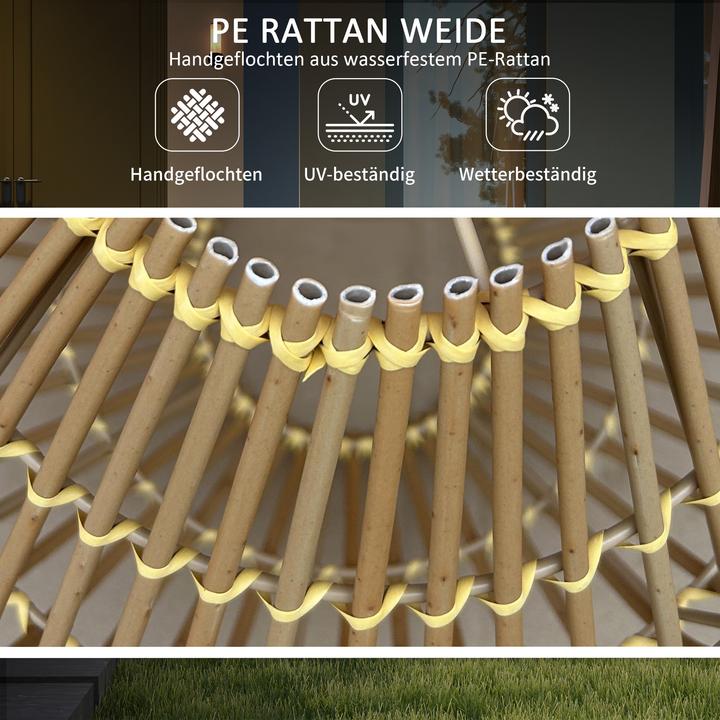 Produktbild Outsunny Rattan Solarleuchte PE Rattan, Stahl Gelb (15 lm, IP44)