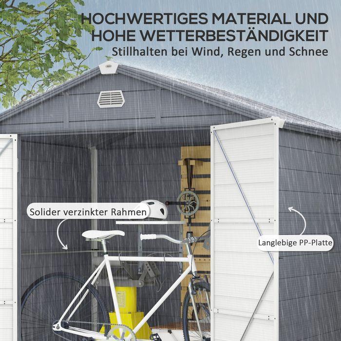 Immagine prodotto Swisshandel24 Gerätehaus 4,1m³, Pultdach, 240x190x180/228 cm, mit Abschliessbar, Fenster, Grau