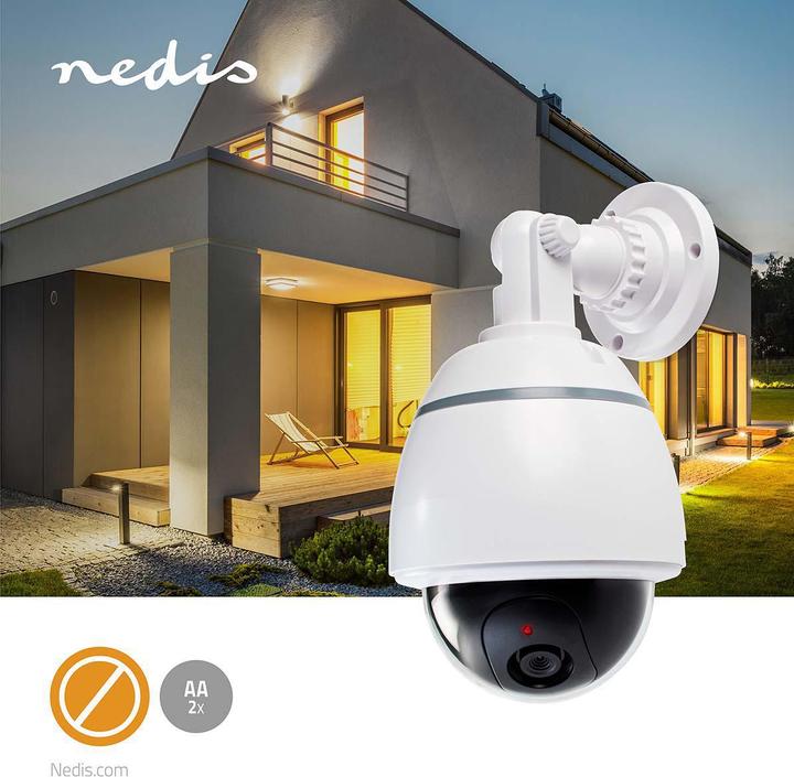 Actual product image Nedis Dummy Surveillance Camera Dome IP44 Battery Operated Indoor/Outdoor White White