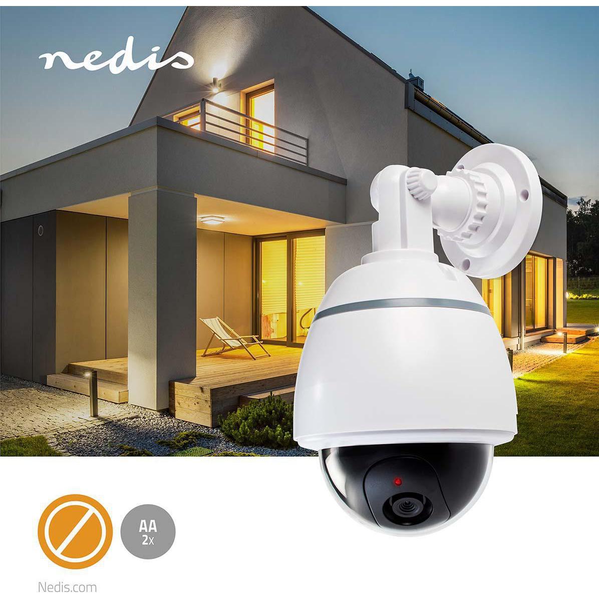 Thumbnail - Nedis Dummy-Überwachungskamera Dome IP44 Batteriebetrieben Innen- und Aussenbereich Weiss Weiss, Netzwerkkamera, Weiss