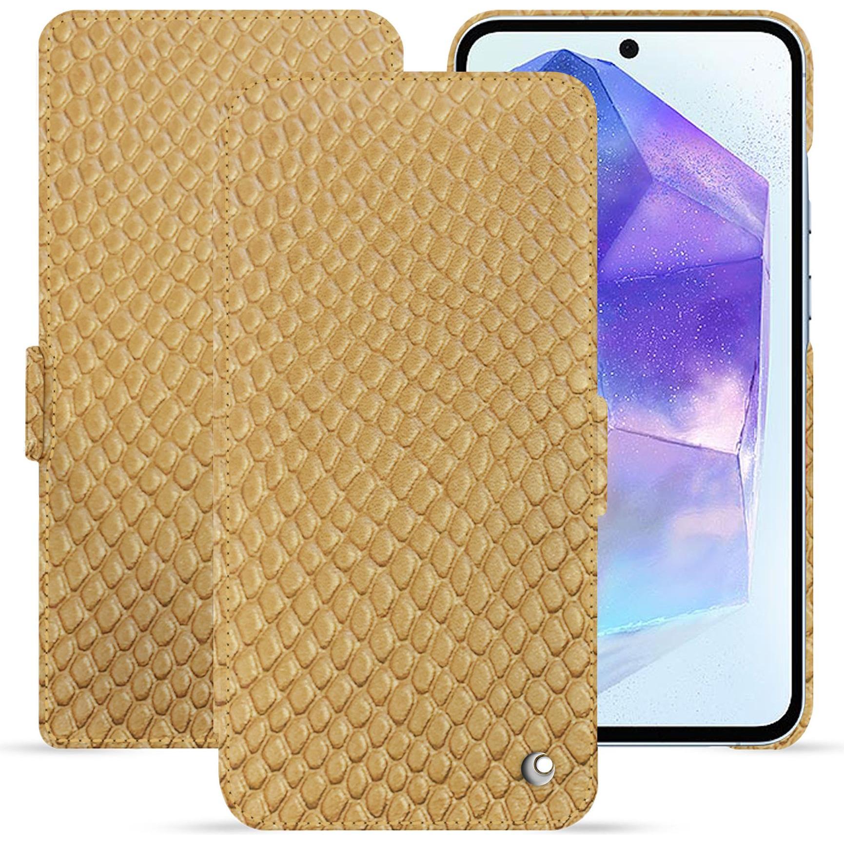 Noreve Lederschutzhülle horizontal (Samsung Galaxy A55), Smartphone Hülle, Beige