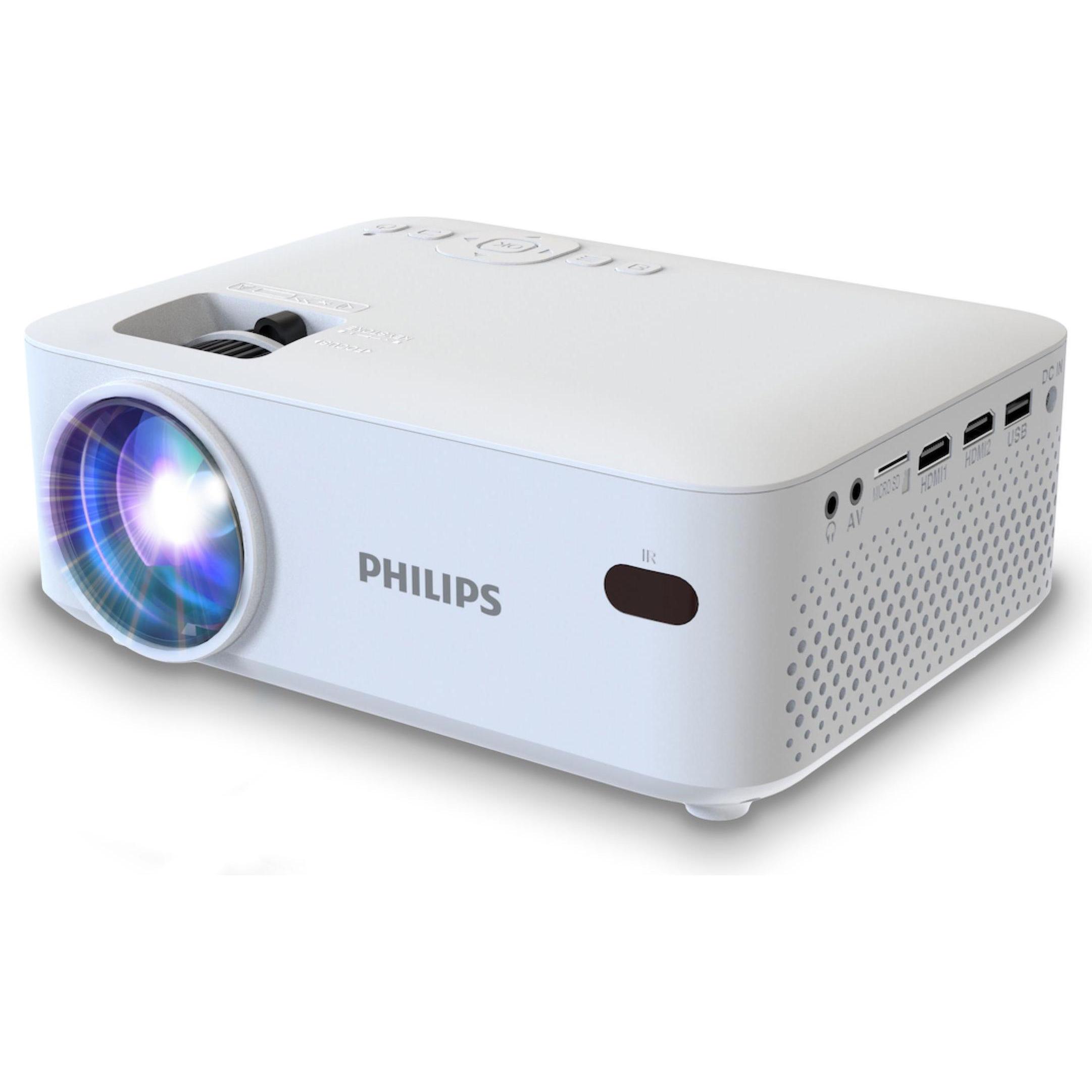 Philips Videoprojektor Neopix 100 (WVGA, 80 lm, 1.47:1), Beamer, Weiss