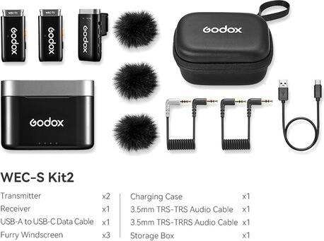 Actual product image Godox WES USB C 2X Transmitter Receiver Charger Kit