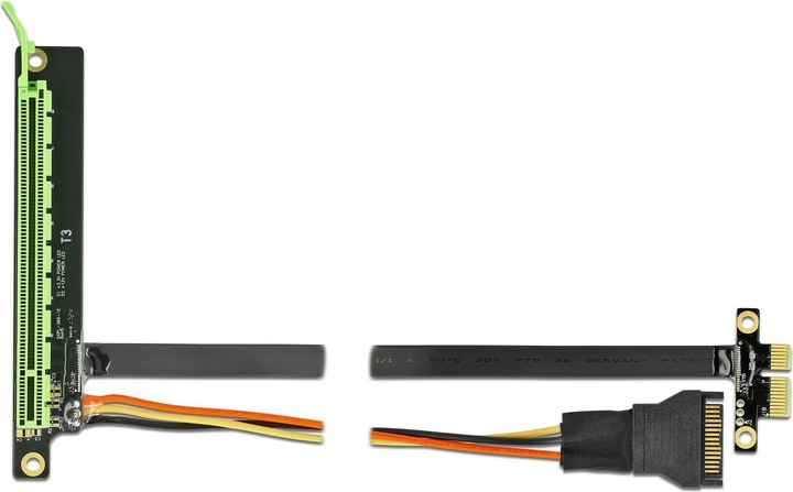 Produktbild Delock PCI-E Riser Karte x1 zu x16 flexibel, gewinkelt, 80 cm, SATA