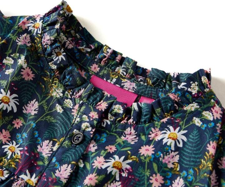 Produktbild VidaXL Kinderkleid mit Langen Ärmeln Dunkelblau 128,Material: 100 (128)