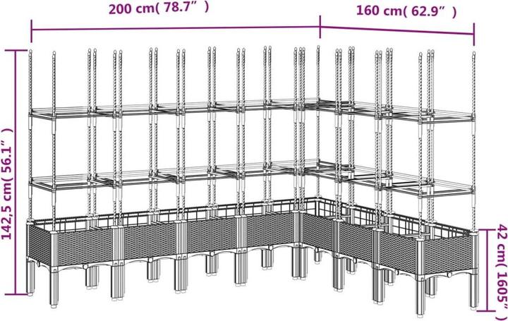 Image du produit vidaXL Bac à plantes avec treillis PP