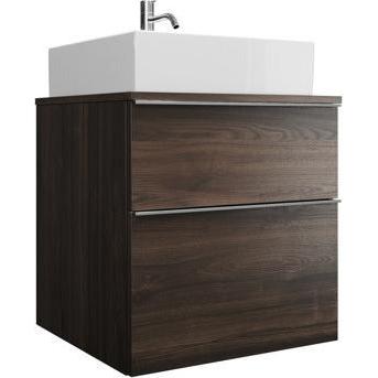 burgbad, Badmöbelset, Eqio Keramik-Aufsatzwaschtisch, quadratisch mittig, inklusive Waschtischunterschrank, Breite