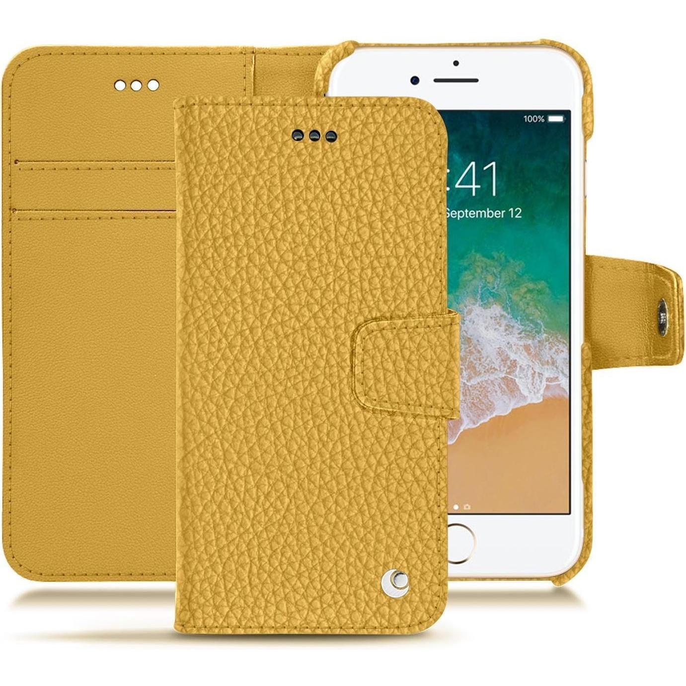 Noreve Lederschutzhülle Wallet (Apple iPhone 7), Smartphone Hülle, Orange