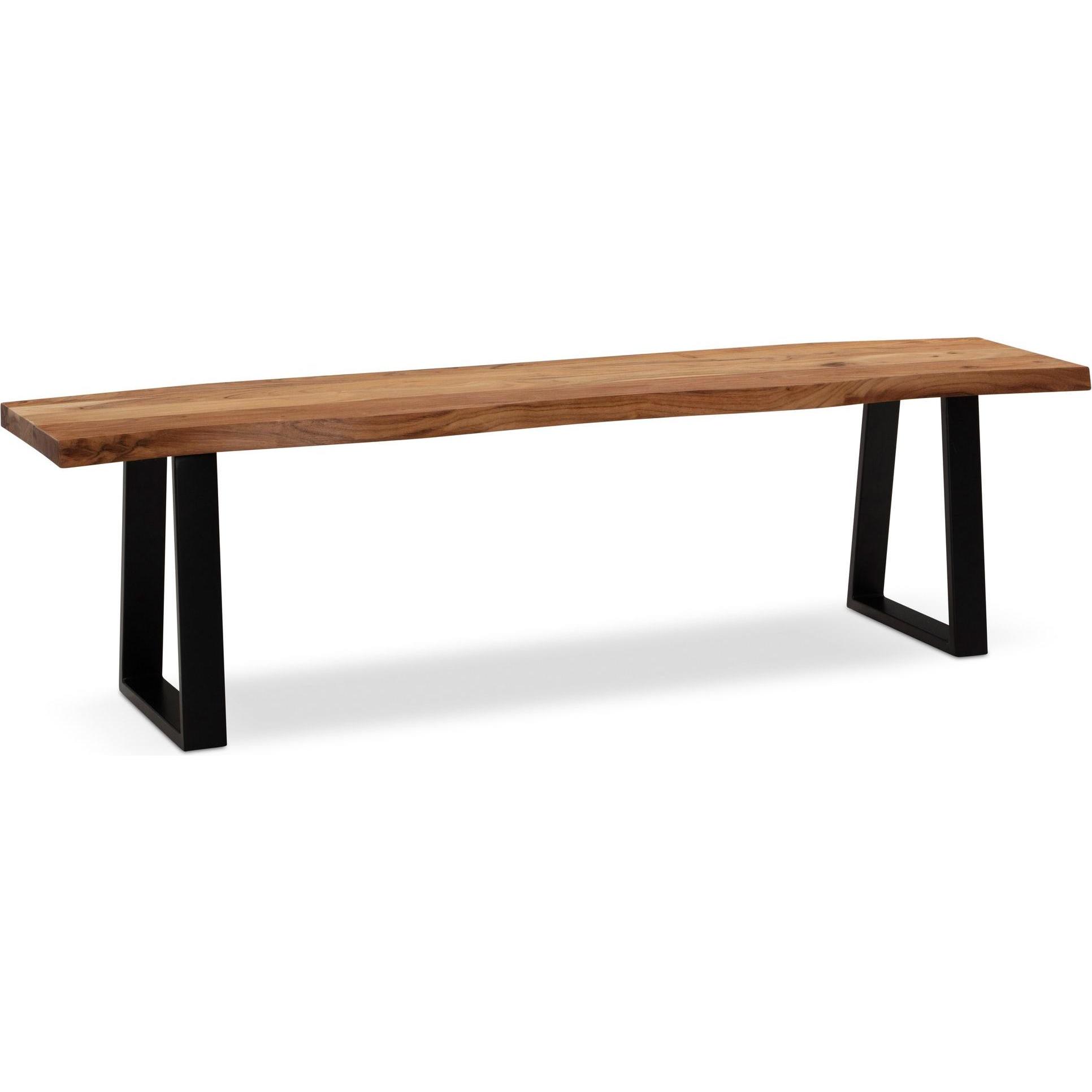 FineBuy, Sitzbank, Esszimmerbank Sitzbank Akazie Massivholz Essbank Baumkante Küchenbank (140 cm)