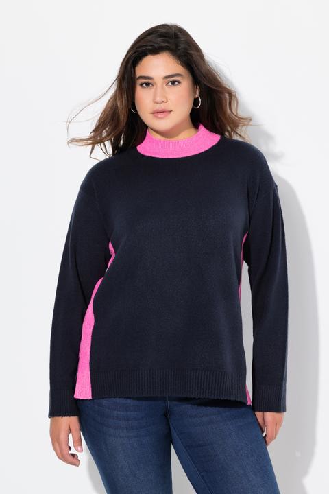 Produktbild Ulla Popken Pullover, Farbkontrast, Stehkragen, Langarm (58)