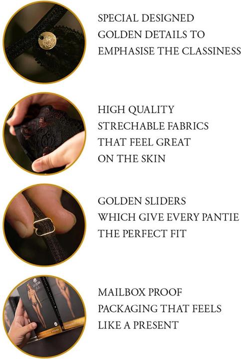 Produktbild Le Désir Aimé - Brief with Open Crotch and Buttock, Adjustable Slider and Golden Details - One Size (One Size)