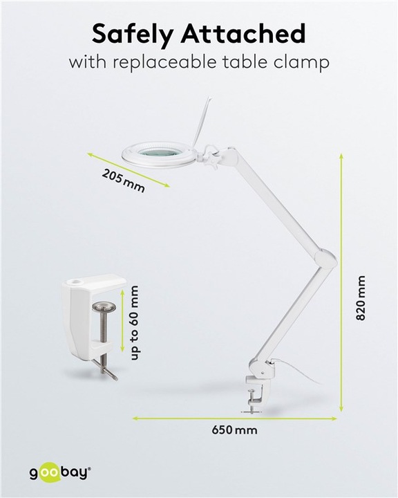 Actual product image Goobay LED clamp magnifier lamp, 10 W