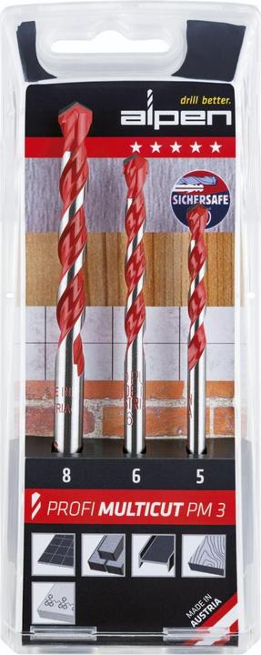 Actual product image Alpen Carbide multi-purpose drill bit set (8 mm)