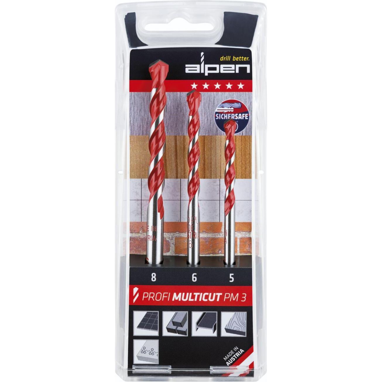 Alpen, Bohrereinsatz, Hartmetall Mehrzweckbohrer-Set (8 mm)