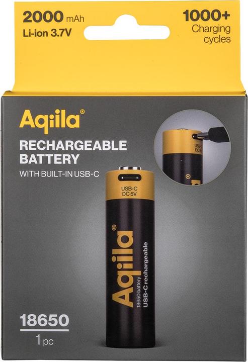 Produktbild Aqiila - USB-C Wiederaufladbare Batterie - 18650 - 2000 mAh - 1er-Pack (1 Stk., 18650, 2000 mAh)