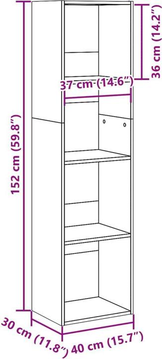 Immagine prodotto vidaXL Bücherregal Regal Standregal Büroregal Aufbewahrungsregal Räuchereiche (30 x 40 x 152 cm)