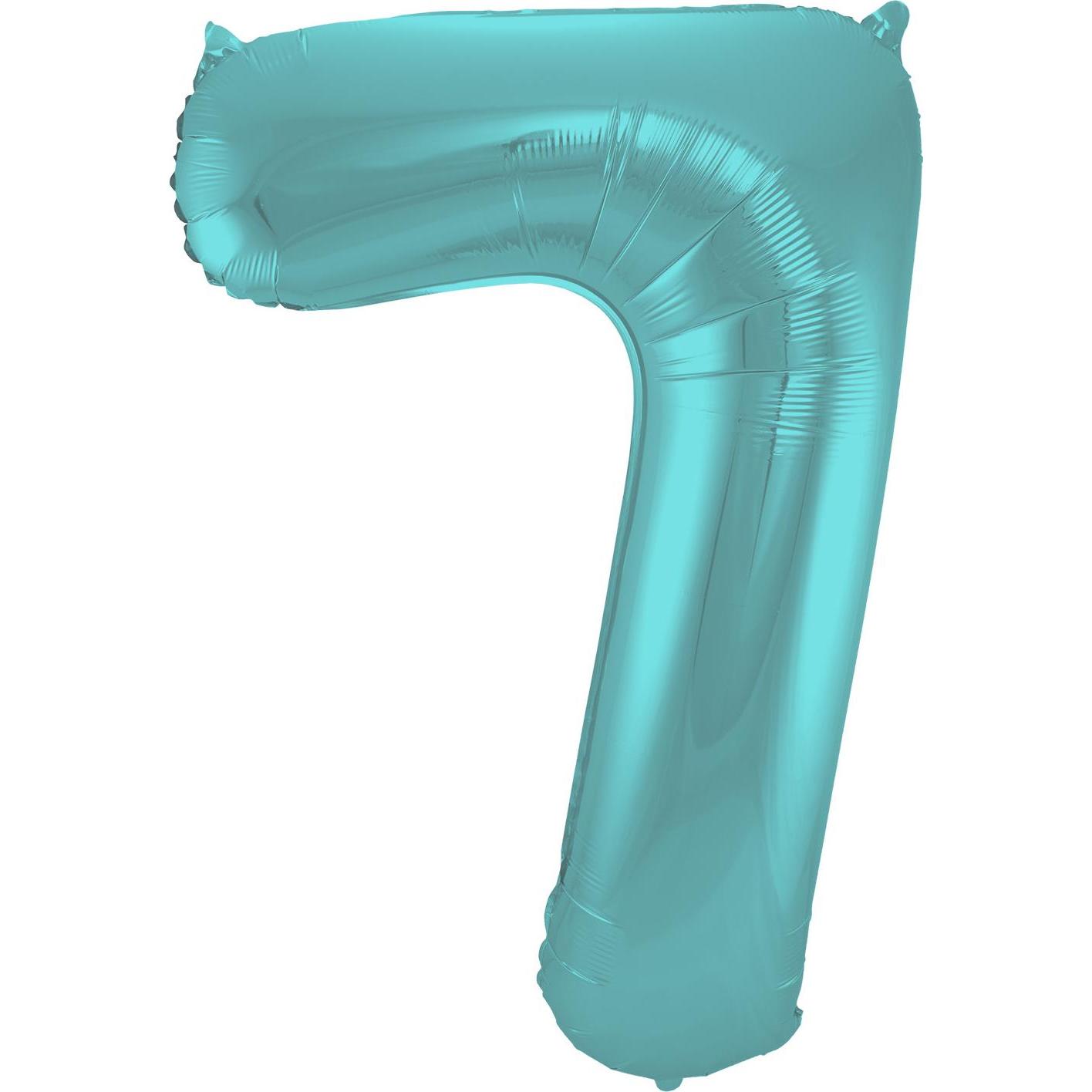 Folat Folienballon Nummer 7 Pastell Aqua Metallic Matt -