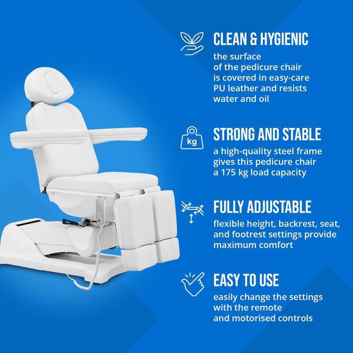Actual product image Physa Pedicure Chair - 200 W - 186 x 84 x 94 cm - white