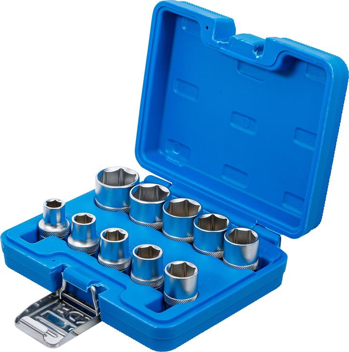 Actual product image BGS Socket Set, Hexagon 12.5 mm (1/2") Drive Inch Sizes 10 pcs. (12.5 mm)