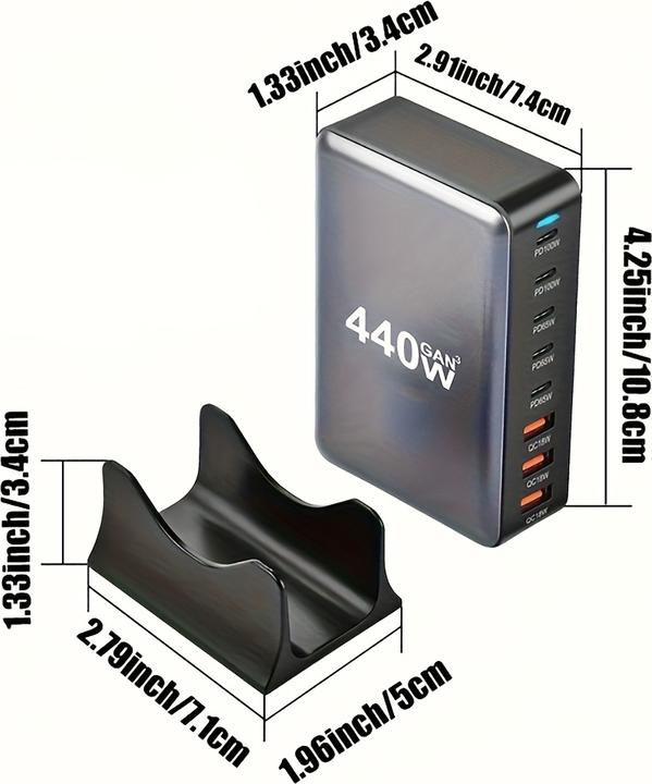 Produktbild PhoneLook Schnellladegerät 440W GaN Multi-Port 8-in-1 (440 W, 8 Ports)