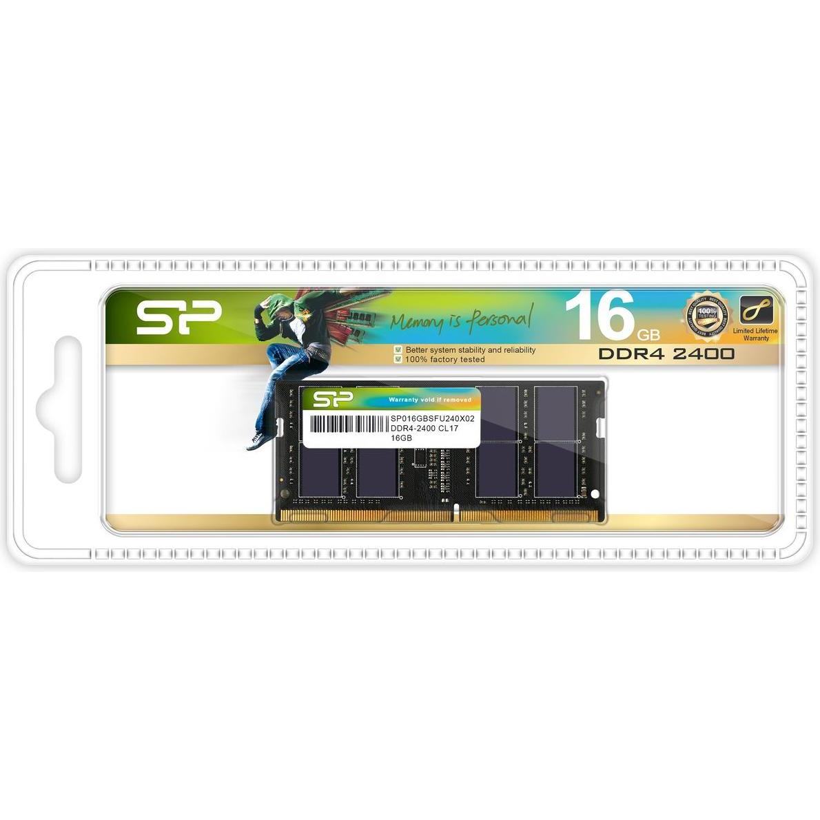 Silicon Power SP016GBSFU240X02 Modulo di memoria GB DDR4 (1 x 16GB, 2400 MHz, DDR4-RAM, SO-DIMM), Memoria RAM