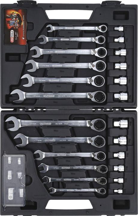 Produktbild KS Tools GEARplus® RINGSTOP-Ratschenringmaulschlüssel-Satz (19 mm)