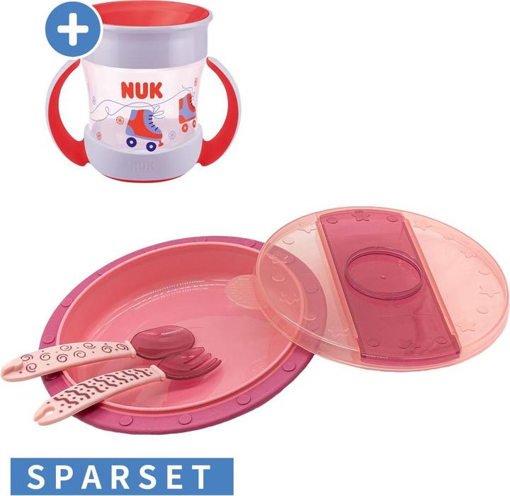 NUK Kindergeschirr-Sets 4-tlg. Set für unterwegs inkl. Babyteller mit Besteck