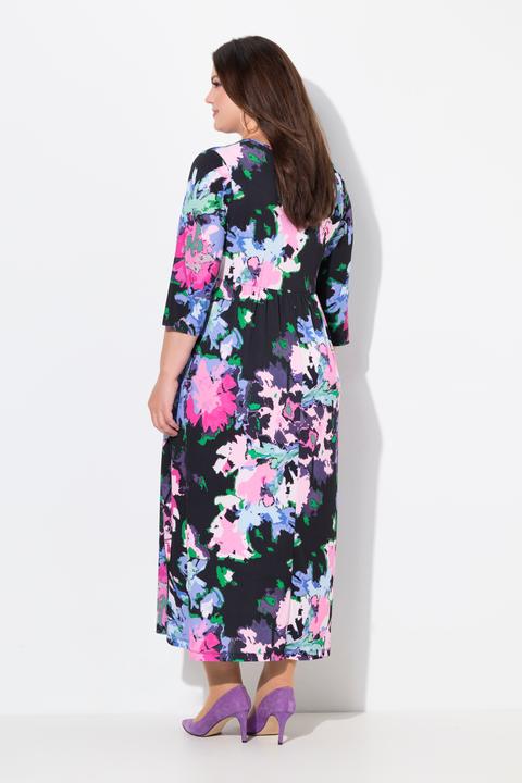 Produktbild Ulla Popken Jerseykleid, A-Linie, Carree-Ausschnitt, 3/4-Arm, Taschen (62)