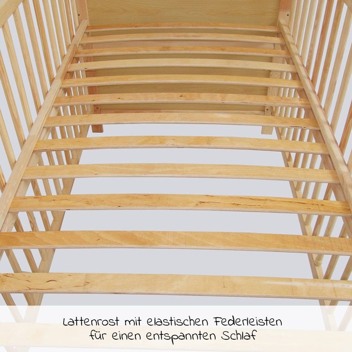 Produktbild jonka Gitterbetten Kinderbett Ben Kiefer 60 x 120 cm - Natur (60 x 120 cm)