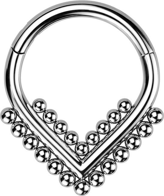 Produktbild Star Piercing Micro Segmentring klappbar Winkel silber mit Kugeln (ohne Messing, Titan)