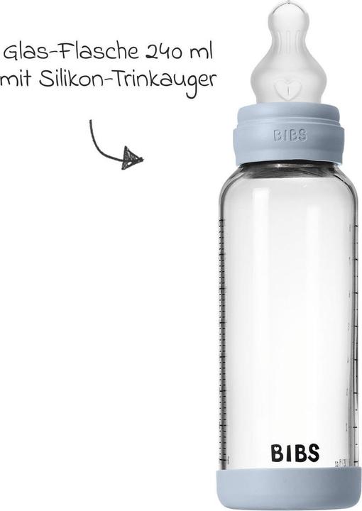 Actual product image Bibs Babyflaschen Glas-Flasche Baby Bottle Round 240 ml + Silikon-Trinksauger (240 ml)