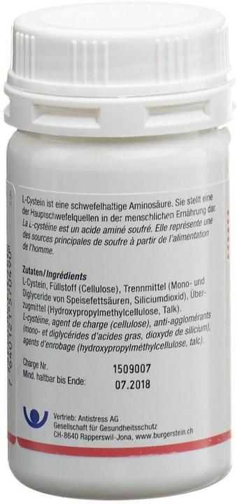 Valeurs nutritives et ingrédients Burgerstein L-Cystéine (100 pcs, Cachets, 80 g)
