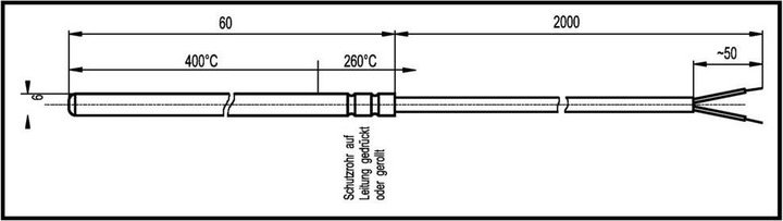Produktbild Enda Temperatursensor K1-TC-J-6x60-2M Fühler-Typ J Messbereich Temperatur-50 bi