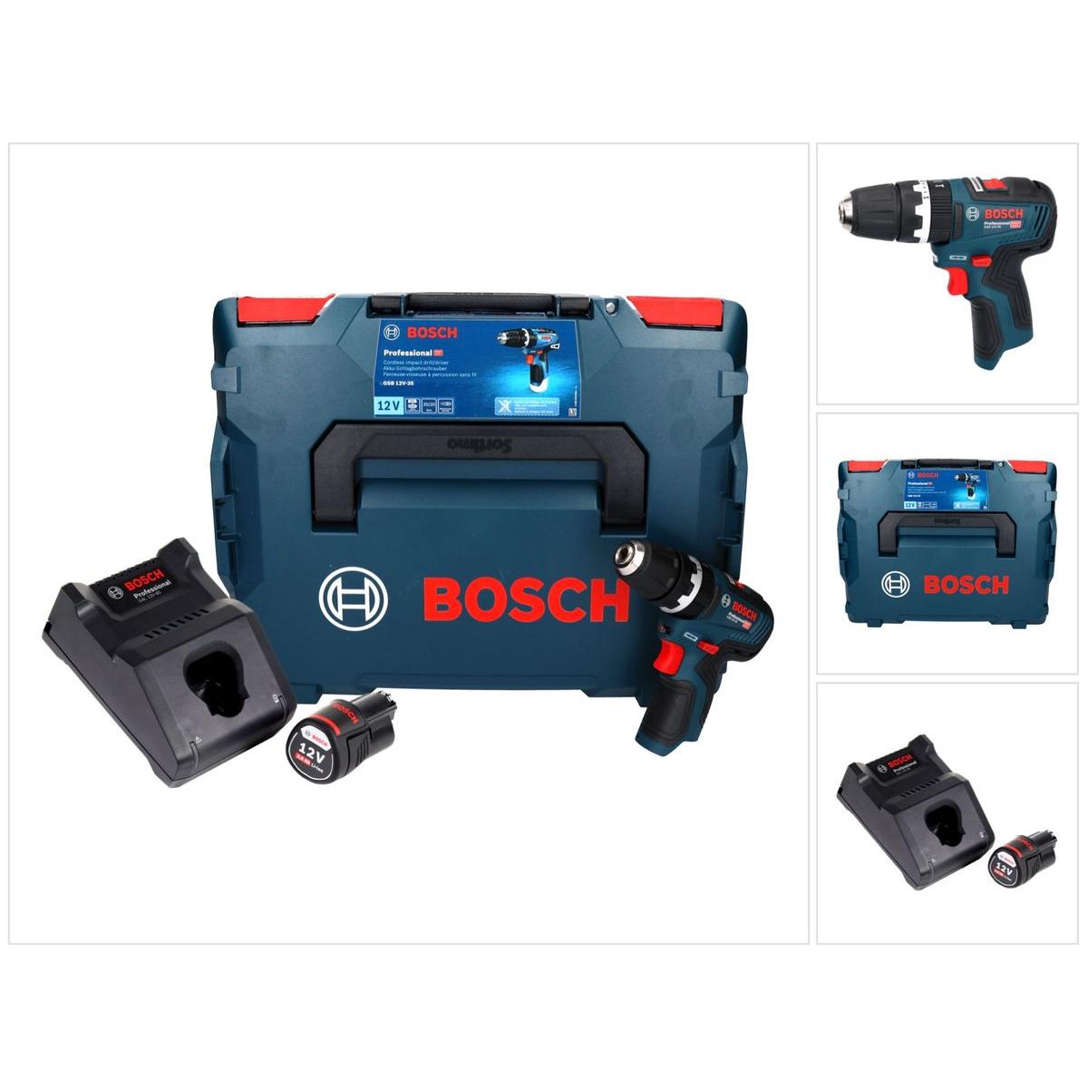 Bosch Professional, Trapano + Avvitatore a batteria, Bosch GSB 12V-35 Trapano a percussione professionale a batteria 12 V 35 Nm Brushless + 1x batteri