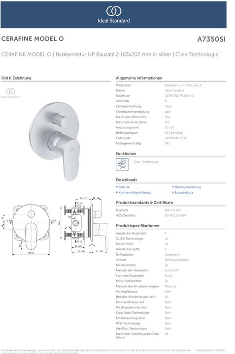 Productafbeelding Ideal Standard Badmengkraan UP Cerafine O 163x202 mm