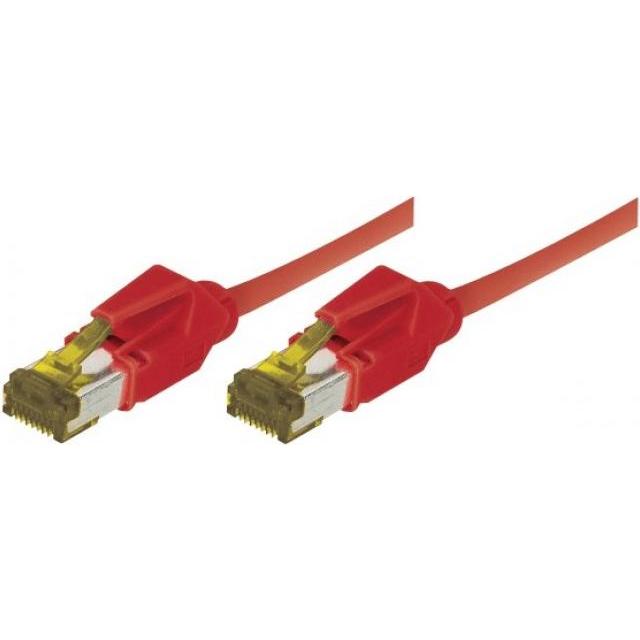 Thumbnail - Tecline Patchkabel S/FTP, PiMF, Cat 6a, rot, 0,5 m Für 10 Gigabit/s, halogenfrei, mit Draka-Kabel und Hirose (S/FTP, CAT...