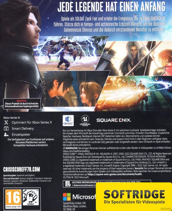 Produktbild Square Enix Crisis Core Final Fantasy VII Reunion (Xbox Series X, Xbox One S, DE)