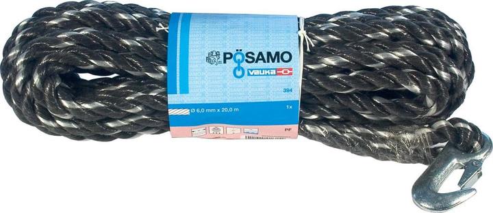 Actual product image Magni PP-rope, twisted black/white 14,0mmx10m dock with hooks (10 m)