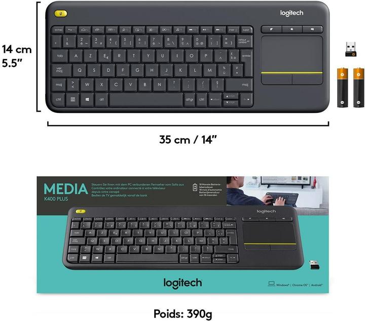 Produktbild Logitech K400 Plus (CH, Kabellos)