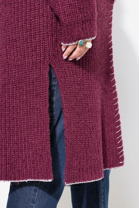 Produktbild Miamoda Strickjacke, extra lang, Ausschnitt mit Zierstich (56)