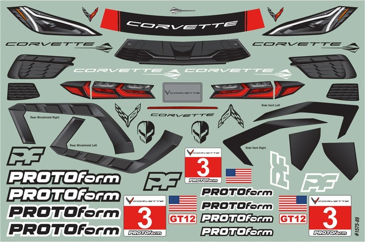 Proline Karosserie Chevrolet Corvette C8 unlackiert, 1:12