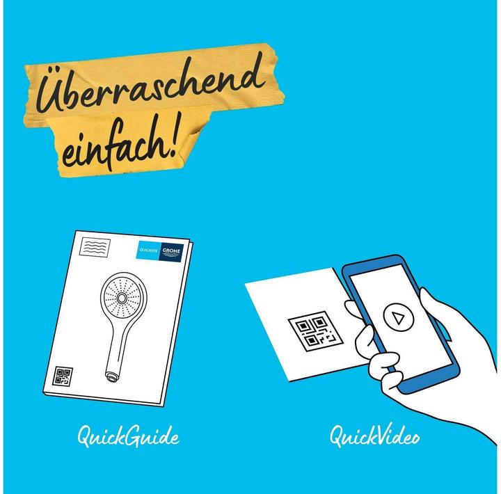 Produktbild Grohe Vitalio Start 110 QuickFix Handbrause, intelligente Strahlumstellung, wassersparend, 3 Strahlarten (3 Strahlarten, 7.40 l/min)