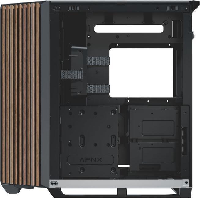 Produktbild APNX V1 PC-Gehäuse, Midi-Tower, ATX, Tempered Glass - Holz, schwarz / weiss (ATX)