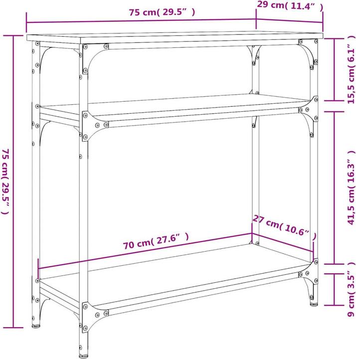 Image du produit vidaXL Konsolentisch (75 x 29 x 75 cm)